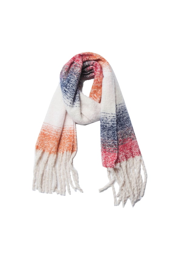 Women'S Thick Tassel Color Block Scarf and Shawl Large Scarf Women'S Long Striped Blanket Chunky Oversized Winter Fall Warm Scarf Big Scarves Wrap Shawl