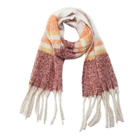 LIJCC Women'S Thick Tassel Color Block Scarf and Shawl Women'S Long Striped Blanket Chunky Oversized Winter/Fall Warm Scarf Big Scarves Wrap Shawl