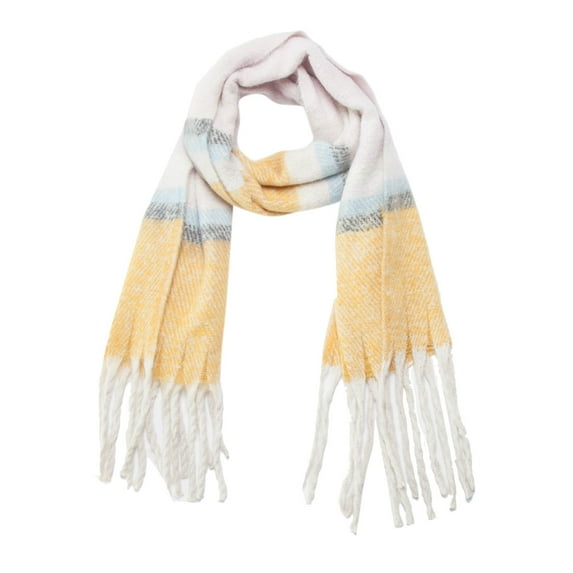 LIJCC Women'S Thick Tassel Color Block Scarf and Shawl Women'S Long Striped Blanket Chunky Oversized Winter/Fall Warm Scarf Big Scarves Wrap Shawl