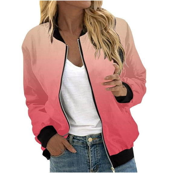 LIJCC Women'S Zippered Casual Jacket Coat for Womens Suitable Daily Jackets Lightweight Zip Up Jacket Floral Print Coat Stand Collar Short Sports Outwear