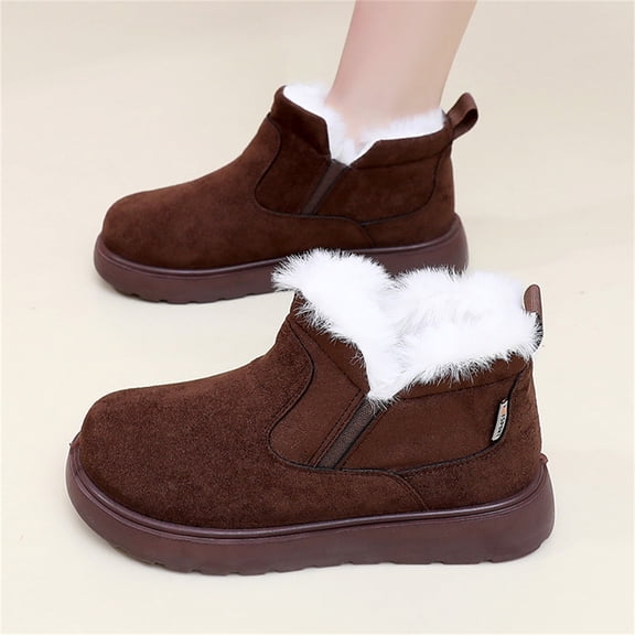 LIJCC Women Sherpa Fleece Lined Ankle Booties Winter Warm Snow Boots Thick Thermal Short Bootie Shoes Outdoor Platform Waterproof Walking Boot