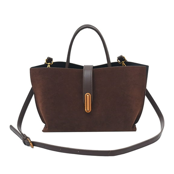 LIJCC Women Suede Bags Large Leather Tote Bag Fall Purse Classic Shoulder Handbag Satchel Bag Brown Top-handle Bag with Adjustable Strap for Commuting