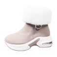 thumbnail image 1 of LIJCC Women's Chunky Platform Winter Boots Suede Fluffy Booties Leisure Slip On Sneakers Thick Sole Shoes Warm Fur Lined Anti-slip Booties, 1 of 6