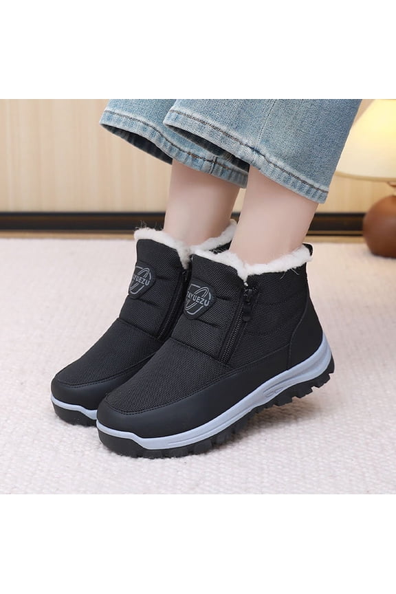 Women's Faux Fur Lined Warm Ankle Boots Waterproof Winter Snow Boots Side Zipper Lightweight Comfort Outdoor Boots Casual High Top Non-Slip Walking Shoes