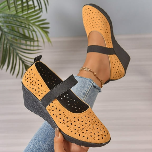 LIJCC Women's Mary Jane Wedge Shoes Orthopedic Shoes Breathable Mesh Slip-On Confort Light Weight Comfort Orthotic Casual Walking Outdoor Shoes