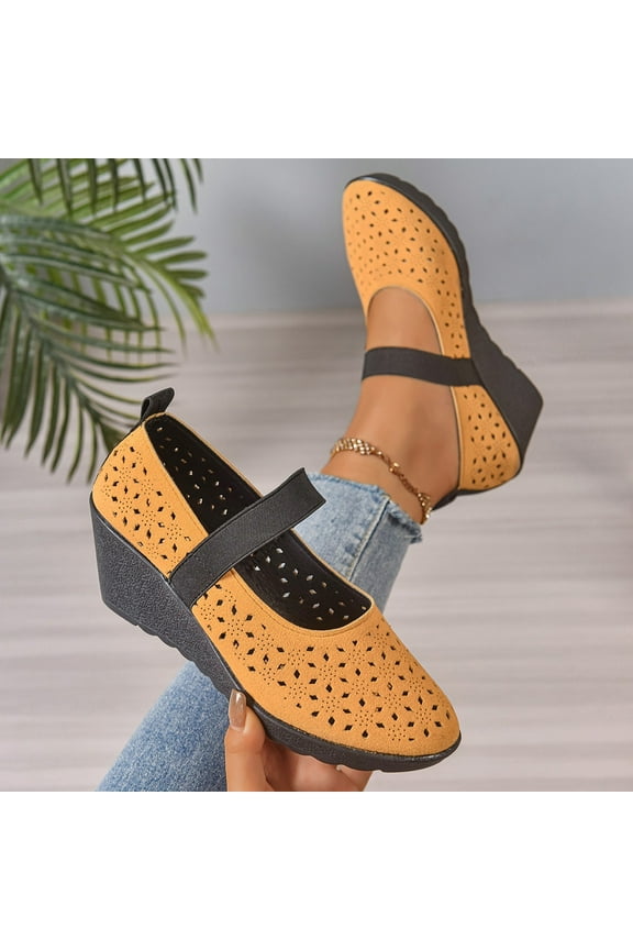 LIJCC Women's Mary Jane Wedge Shoes Orthopedic Shoes Breathable Mesh Slip-On Confort Light Weight Comfort Orthotic Casual Walking Outdoor Shoes