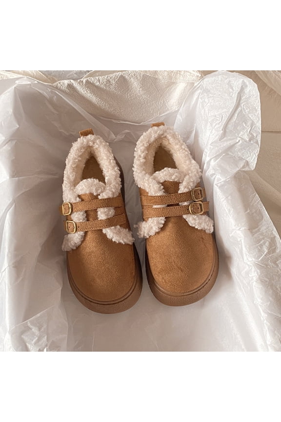 Women's Mules Suede Thick Sole Snow Slippers Sports Shoes Wear-Resistant and Anti-Slip Plush Lined Shoes Slip On Garden Clogs Outdoor Indoor House Winter Shoes