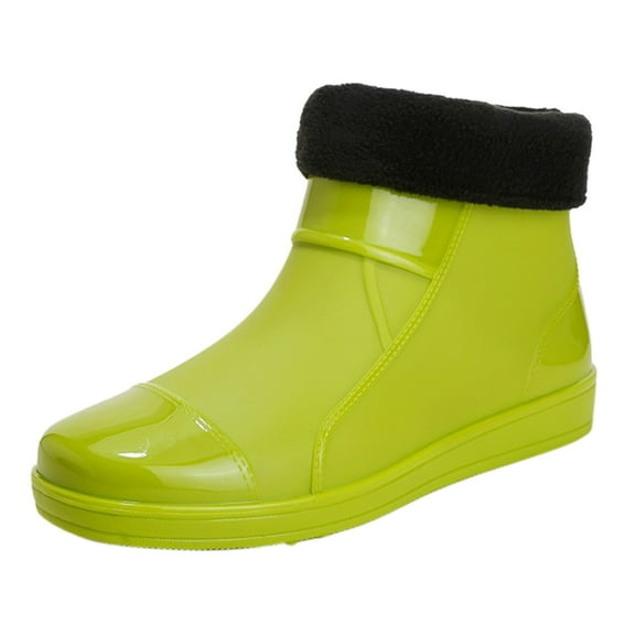 LIJCC Women's Short Rain Boots Rubber Water Proof Garden Boots Elastic Slip on Ankle Boot Fashion Insulated Rain Shoe for Outdoor Work Thick Sole
