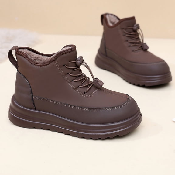 LIJCC Women's Snow Boots Winter Waterproof Ankle Booties Comfortable Slip on Waterproof Outdoor Short Shoes Side Zipper Warm Plush Lined for Outdoor Combat Boots