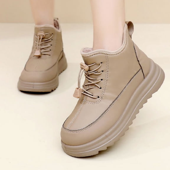 LIJCC Women's Snow Boots Winter Waterproof Ankle Booties Comfortable Slip on Waterproof Outdoor Short Shoes Side Zipper Warm Plush Lined for Outdoor Combat Boots