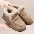 thumbnail image 1 of LIJCC Women's Winter Shoes Flat Insulated Fluffy Trendy Buckle Slip on Ankle Low Heel Cute Suede Work Office Snow Boots Warm Faux Fur Lined Ankle Booties Plush Slip On Outdoor Shoes, 1 of 7