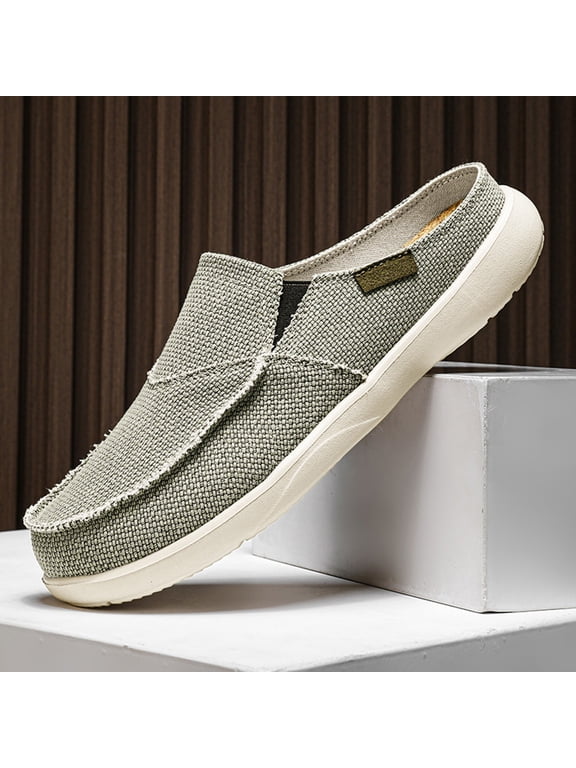 Womens Mens Orthopedic Slippers with Arch Support Canvas House Slipper with Suede Slip On Clog Indoor Outdoor House Shoes with Anti-Skid Rubber Sole