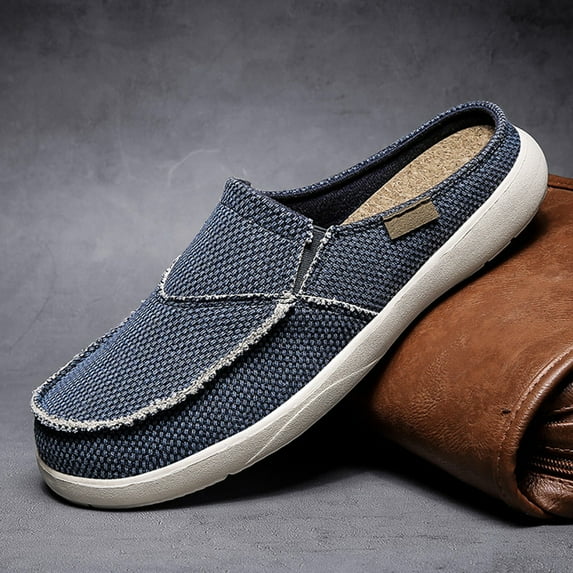 LIJCC Womens Mens Orthopedic Slippers with Arch Support Canvas House Slipper with Suede Slip On Clog Indoor Outdoor House Shoes with Anti-Skid Rubber Sole