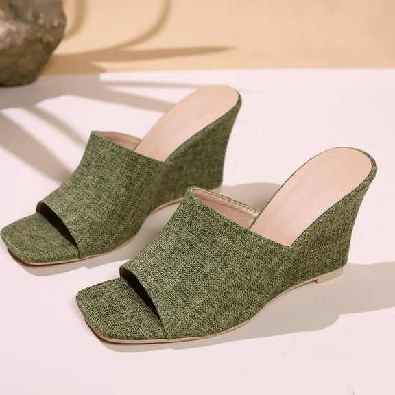 LIJCC Womens Platform Wedge Sandals Dressy Sandal Comfortable Walking Casual Peep Toe Slip on Summer High Wedge Heel Slides Sandals Thick Bottom Shoes