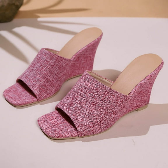LIJCC Womens Platform Wedge Sandals Dressy Sandal Comfortable Walking Casual Peep Toe Slip on Summer High Wedge Heel Slides Sandals Thick Bottom Shoes