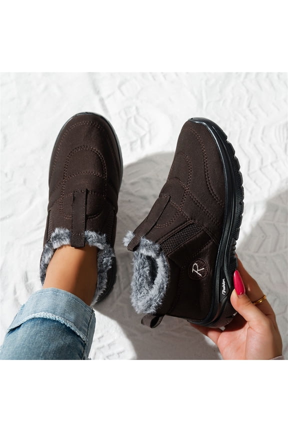 Womens Snow Boots Winter Warm Insulated Faux Fur Lined Ankle Booties Waterproof Non-Slip Wide Width Outdoor Shoes Comfy Short Boots Thermal Soft Walking Booties