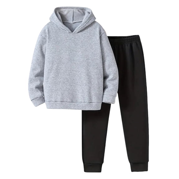 LIJCC Youth 2 Piece Sweatsuits Set Solid Color Long Sleeve Hoodie Top and Loose Jogger Sweatpants Boys Girls Fall Winter Casual Tracksuit Pockets