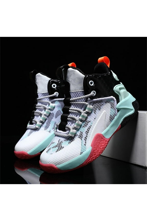 Youth Boys Girls Basketball Shoes High Top Lightweight Volleyball Sneakers Fashion Comfort Non-Slip Footwear Kids Sneakers Boys Basketball Shoes Non-Slip Footwear