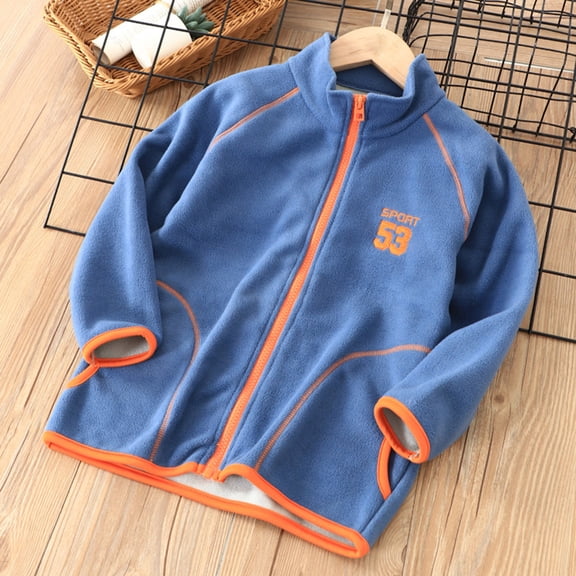 LIJCC Youth Full-Zip Long Sleeve Polar Fleece Jacket Boy Girl Lightweight Outerwear Fall Winter Lightweight Coat Thick Sweatshirt Warm Outwear