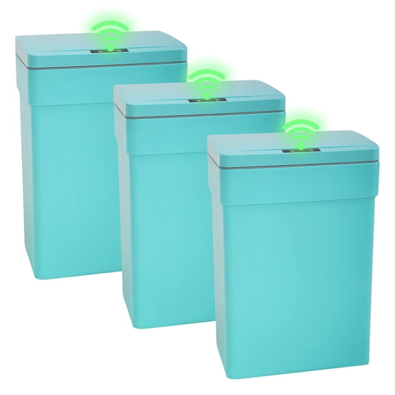 LIKAFU 13 Gallon 50L Automatic Touchless Kitchen Trash Can, Motion Sensor Plastic Garbage Bin with Lid, Blue