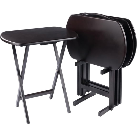 LIKAFU 4-Pack Oversized Foldable Snack Tables w/Storage Rack, Portable TV Tray Set for Living Room, Dining, Crafts, WFH, Coffee