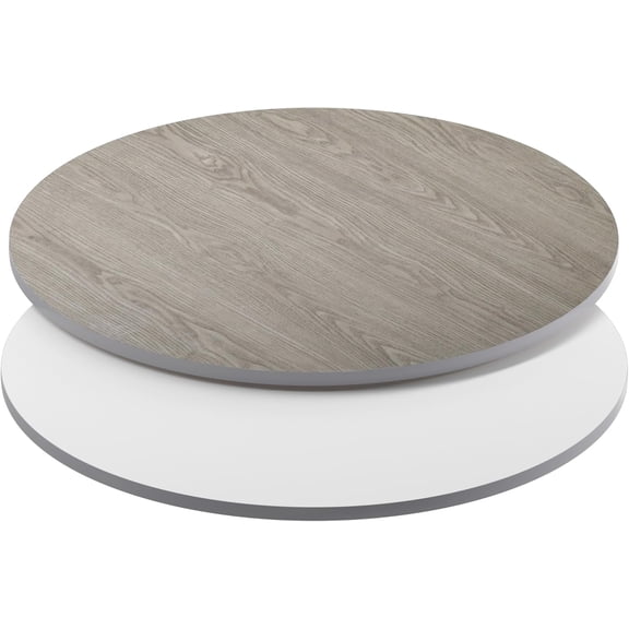 LIKAFU 42" Round Reversible Table Top, White/Gray Laminate, Heat/Scratch Resistant, Commercial Grade