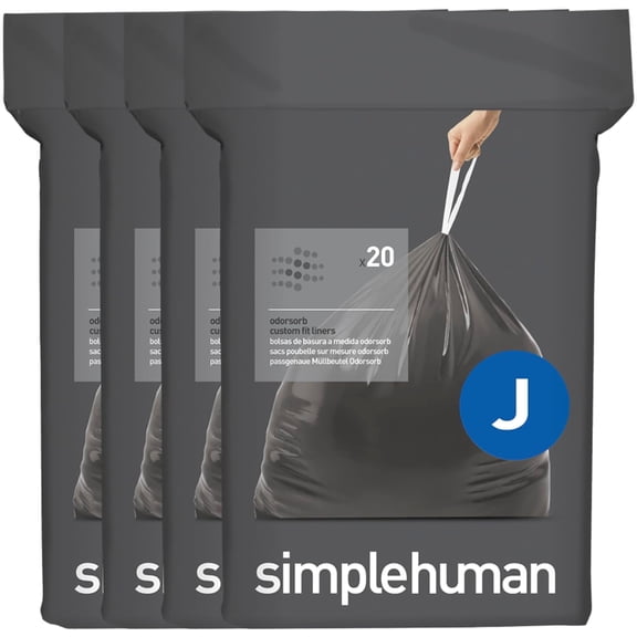 LIKAFU 80 Count Odorsorb Custom Fit Trash Bags, 30-45 Liter / 8-12 Gallon Drawstring Liners, 50% PCR Plastic