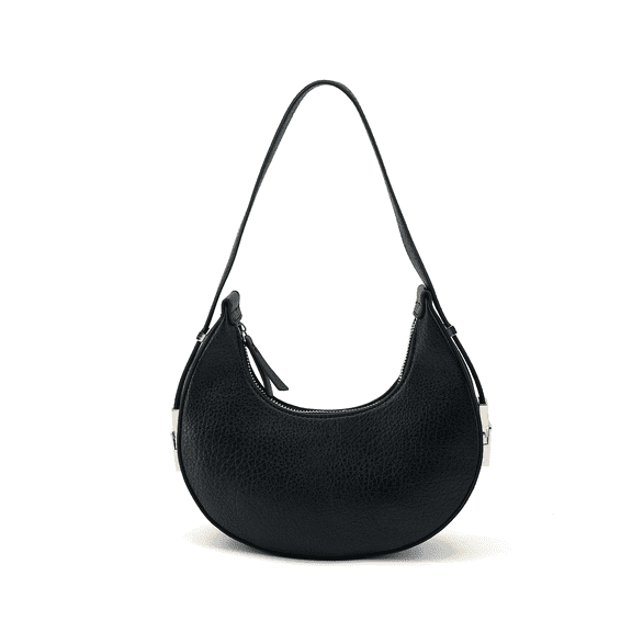 LIKE DREAMS Vegan Leather Adjustable Carol Top Handle Crescent Shoulder Bag, Black