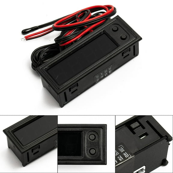 LIKEM 12V 3in1 Vehicle Car Kit Thermometer + Voltmeter + Clock LED Digital Display, Red