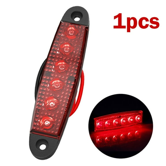LIKEM 1PCS 6LED Side Marker Warning Signal 12/24V Truck Trailer Side Indicator Light, Red