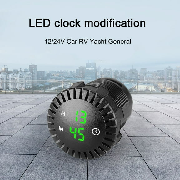 LIKEM Digital Clock Panel Waterproof Clock LED Display Universal For 12V-24V Car Boat