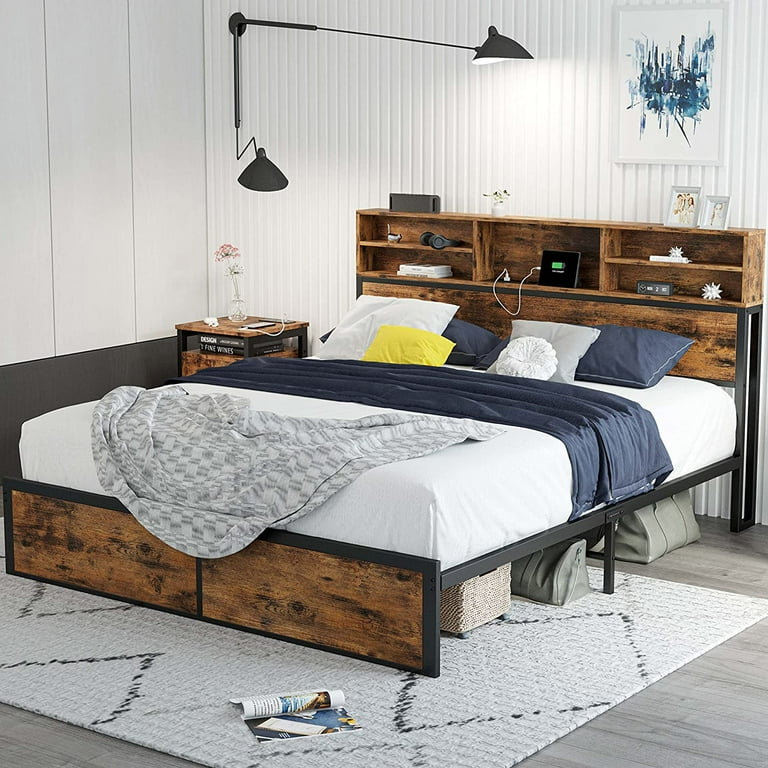 Queen bed frame headboard compatible discount