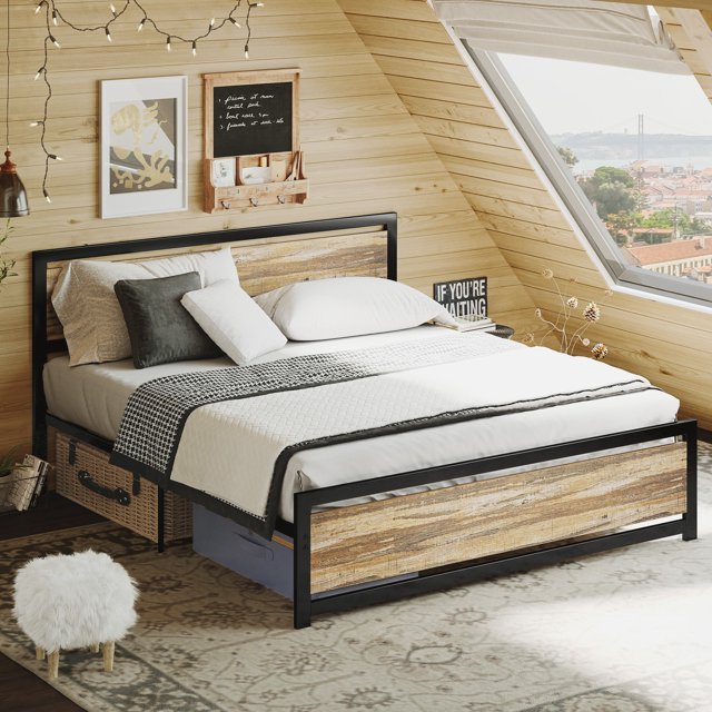 LIKIMIO Full Metal Bed Frame with Headboard, Sturdy, NoiseFree, Easy