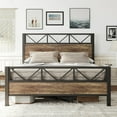 LIKIMIO Queen Bed Frame, Tall Industrial Headboard 51.2 ", Platform Bed