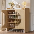 thumbnail image 1 of LIKIMIO 4-Tier Shoe Storage Cabinet with 2 Doors, Freestanding Shoe Rack Organizer with Adjustable Shelves for Entryway, Natural, 1 of 10