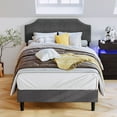 LIKIMIO Twin Bed Frames with Adjustable Headboard, Upholstered Platform