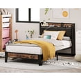 thumbnail image 1 of LIKIMIO Twin Metal Bed Frame with Storage Headboard, Retro Black, 1 of 8