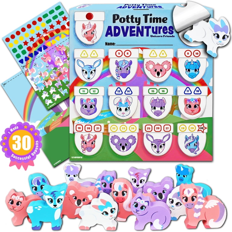 LIL ADVENTS Potty Time Adventures Potty Training Advent Game , As Seen On  Shark Tank , Wood Block Toys, Reward Chart, Activity Board & Stickers for  Toilet Training , Unicorn Friends - Walmart.com