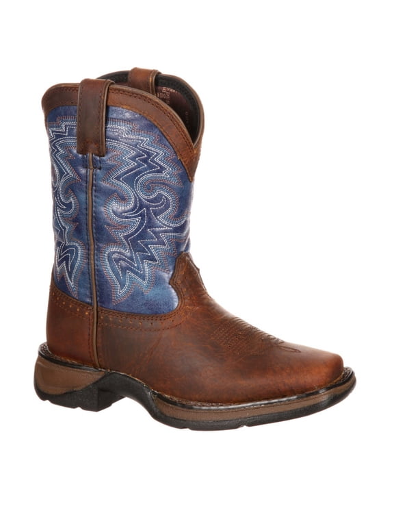 Lil' Durango Little Kids' Western Boot, Dark Brown And Blue, Size 2.5(M)