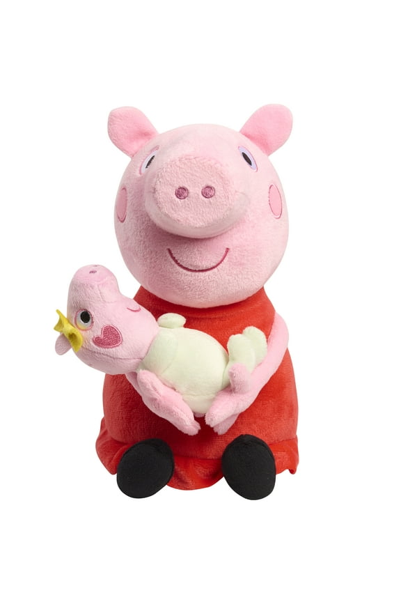 Lil Friends Peppa Pig Big Sis 11.5-inch Plush Stuffed Animal Featuring Baby Evie, Kids Ages 3 and up