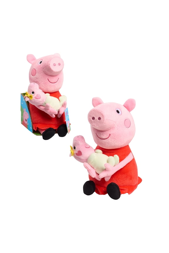 Lil Friends Peppa Pig Big Sis 11.5-inch Plush Stuffed Animal Featuring Baby Evie, Kids Ages 3 and up