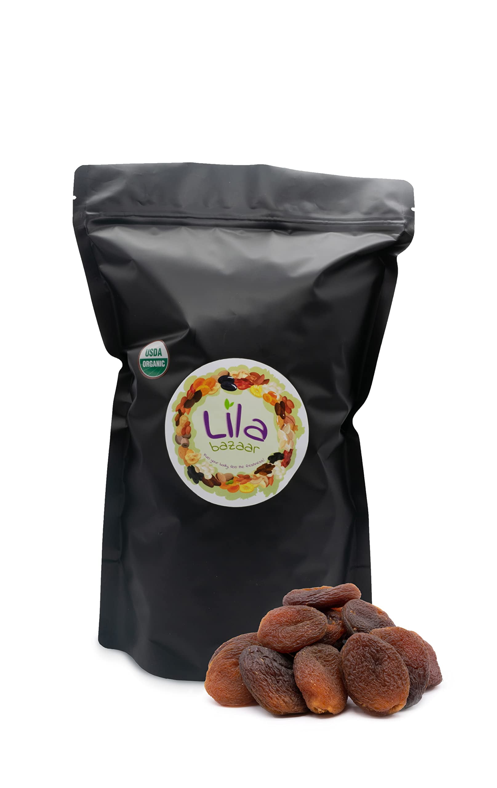 LILA BAZAAR ORGANIC SunDried Turkish Apricots 2LB, Natural Taste and