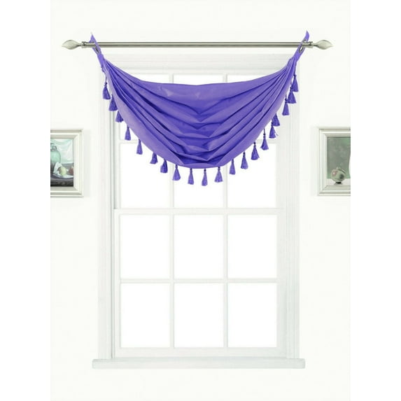 LILAC ELEGANCE FASHION M12 VALANCE WATERFALL FAUX SILK WITH TASSELS GROMMETS SEMI SHEER VALANCE KITCHEN ,NURSERY,BATHROOM, EVENTS, WEDDING,PARTY'S SIZE 38" WIDE X 22" LONG