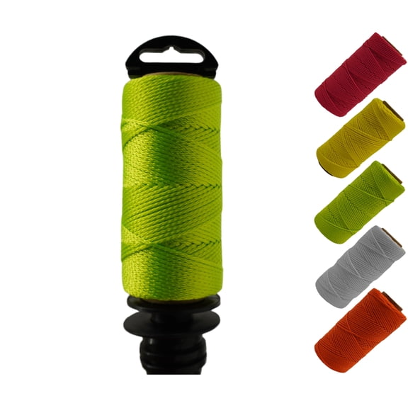 LILBURN ROPE CO. Nylon Mason Line #18 - Seine Twine for Brick Builder Construction - Level Plumb Guide Line - Neon Green 500 Foot Spool W/ Handle