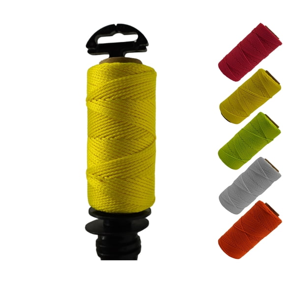 LILBURN ROPE CO. Nylon Mason Line #18 - Seine Twine for Brick Builder Construction - Level Plumb Guide Line - Neon Yellow 500 Foot Spool W/ Handle