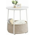 thumbnail image 1 of LILEA Collection - Small Round Side End Table, Modern Nightstand with Fabric Basket, Cement Gray and Cream White ULET223G49, 1 of 5