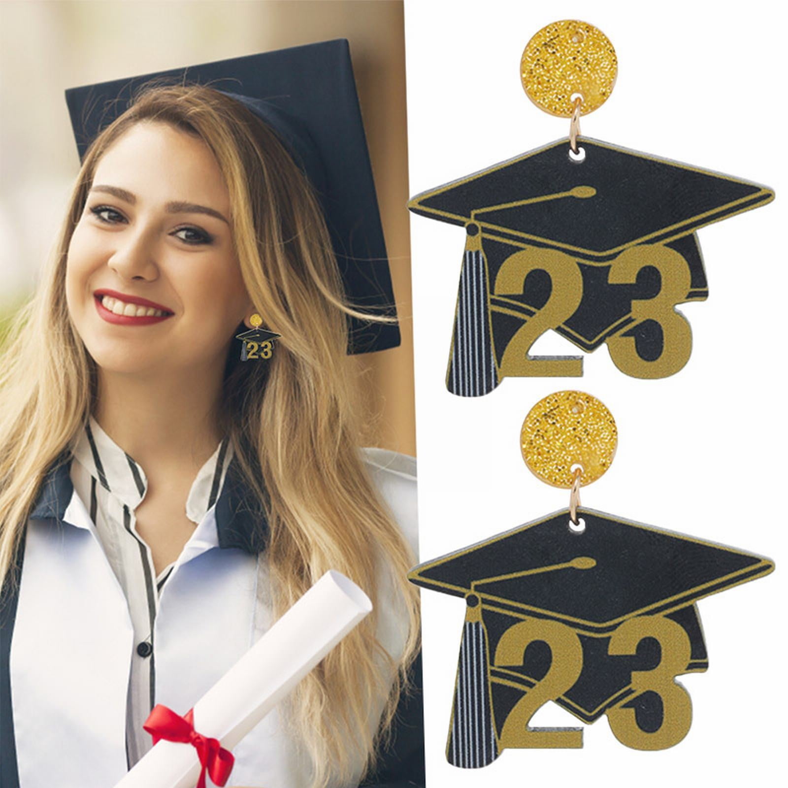 LILELIS Heart Outline Earrings Graduation Earrings For Women Girls Acrylic 2024 Graduation Cap