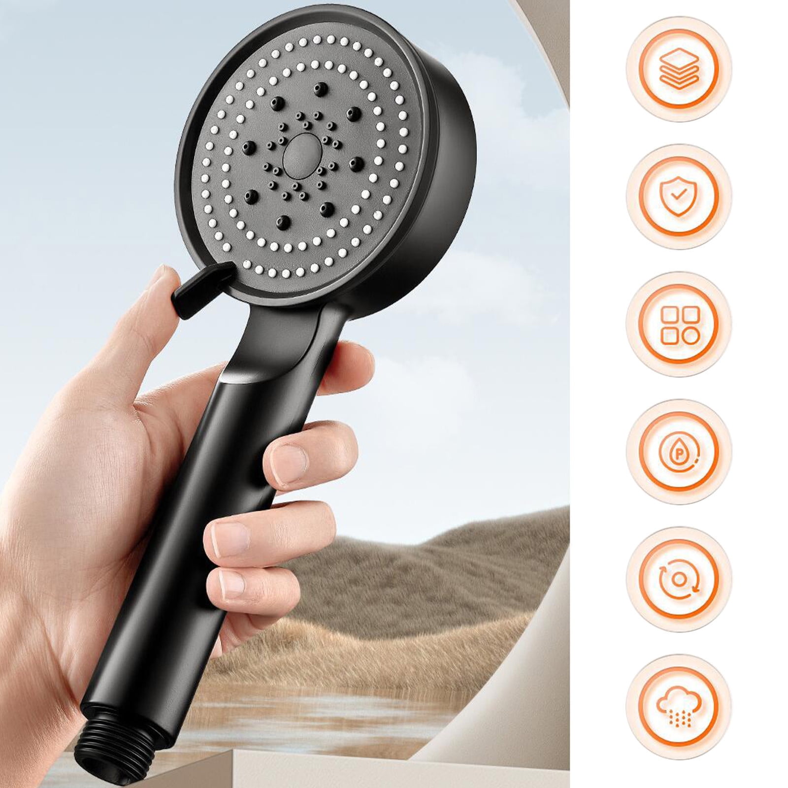 LILELIS New Massaging Shower Heads High Pressure High Pressure Handheld Shower Head 5 Powerful