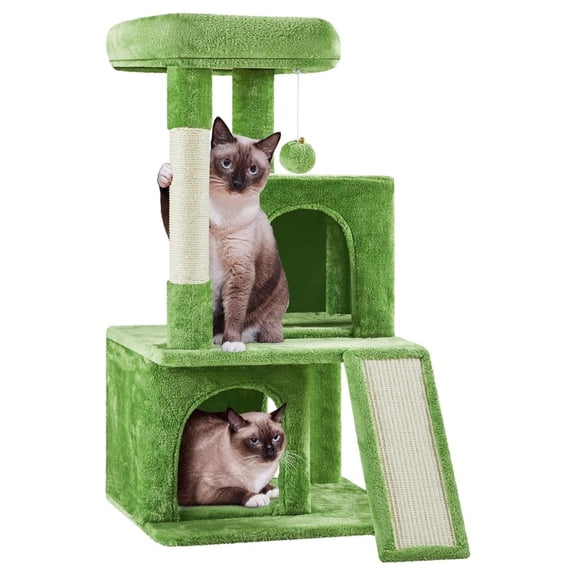 LILEYI 36in Cat Tree for Indoor Cats, Cat Tower Cat Condo w/Extra Large Perch, Sisal Scratching Posts, Scratching Board, Green