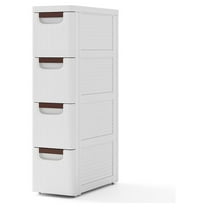 LILEYI 4 Drawers Storage Cart, Narrow Plastic Dresser, Rolling Organizer Cart for Office Classroom Bedroom Bathroom Art Craft Supplies, Mobile Slim Utility Cart on Wheels (7.5"x16.5"x29.5")